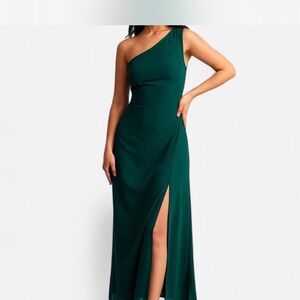 RIHOAS One-Shoulder Dark Green Evening Gown with Side Slit